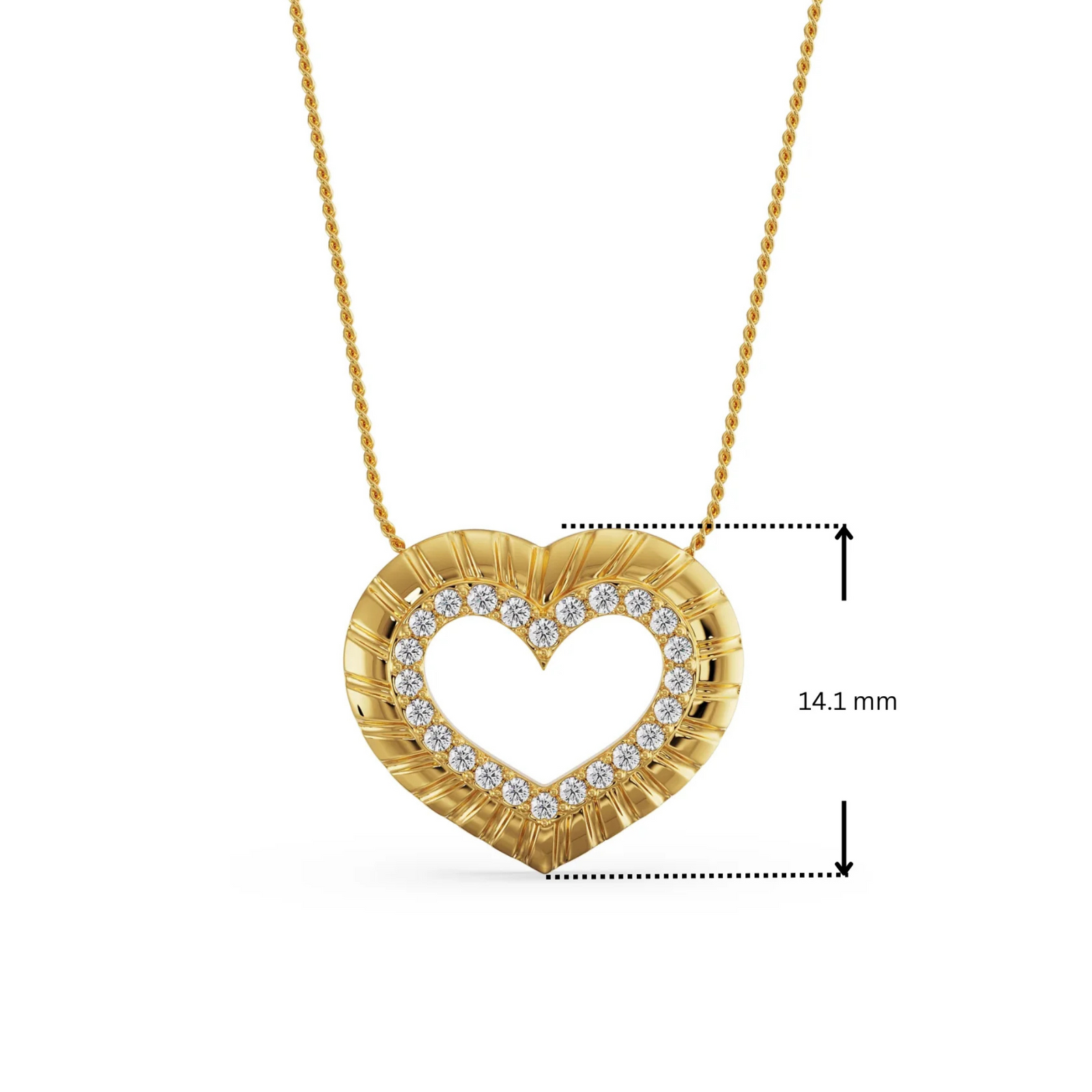 Dimension Guide for Blushing Heart Lab Grown Diamond Pendant