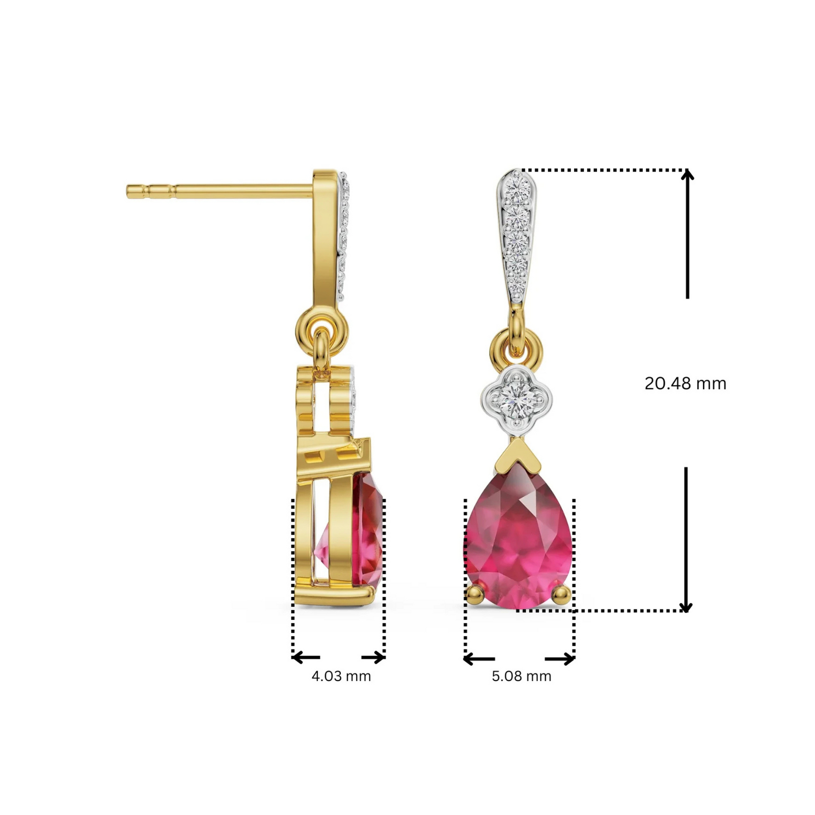Ruby Drop Lab Grown Diamond Earrings