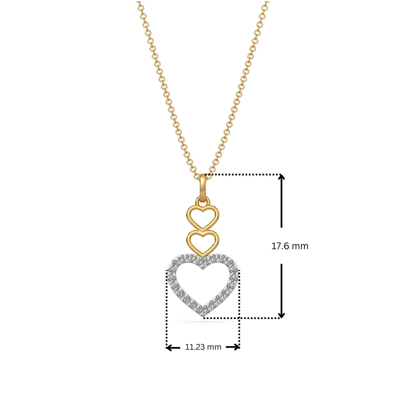 Dimension Guide for Connected Hearts Lab Grown Diamond Pendant