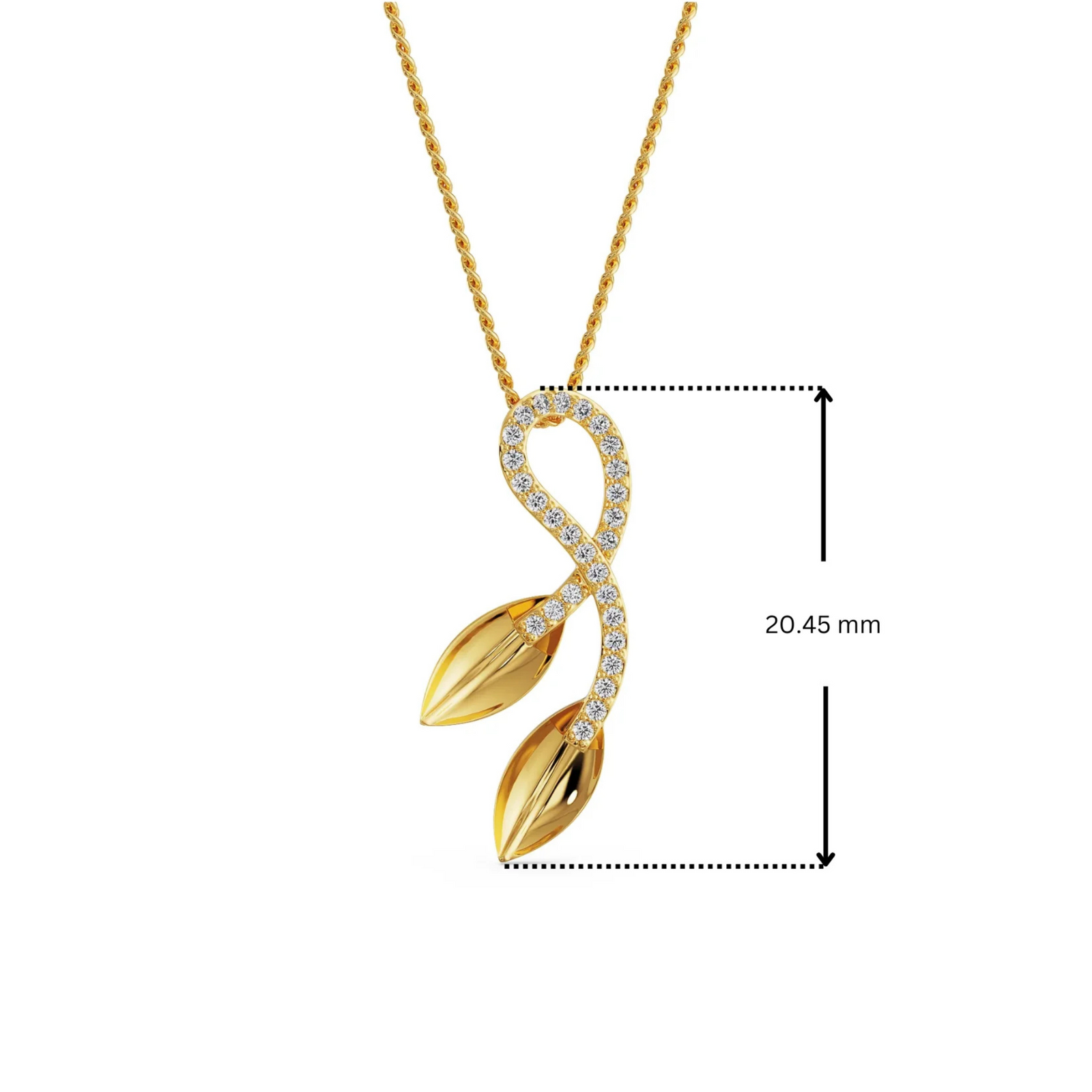 Dimension Guide for Lab Grown Diamond Leaf Fusion Pendant