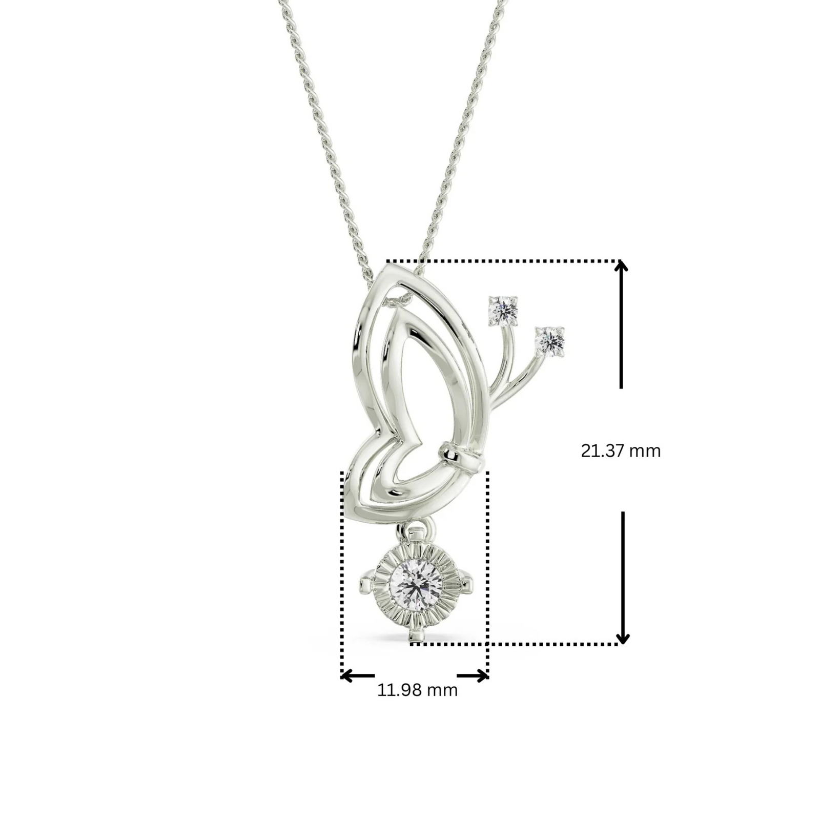 Dimension Guide for Artistic Lab Grown Diamond Pendant