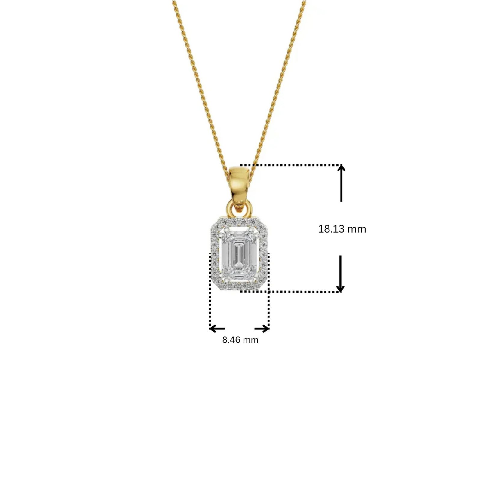Dimension Guide for Luminescent Lab Grown Diamond Pendant