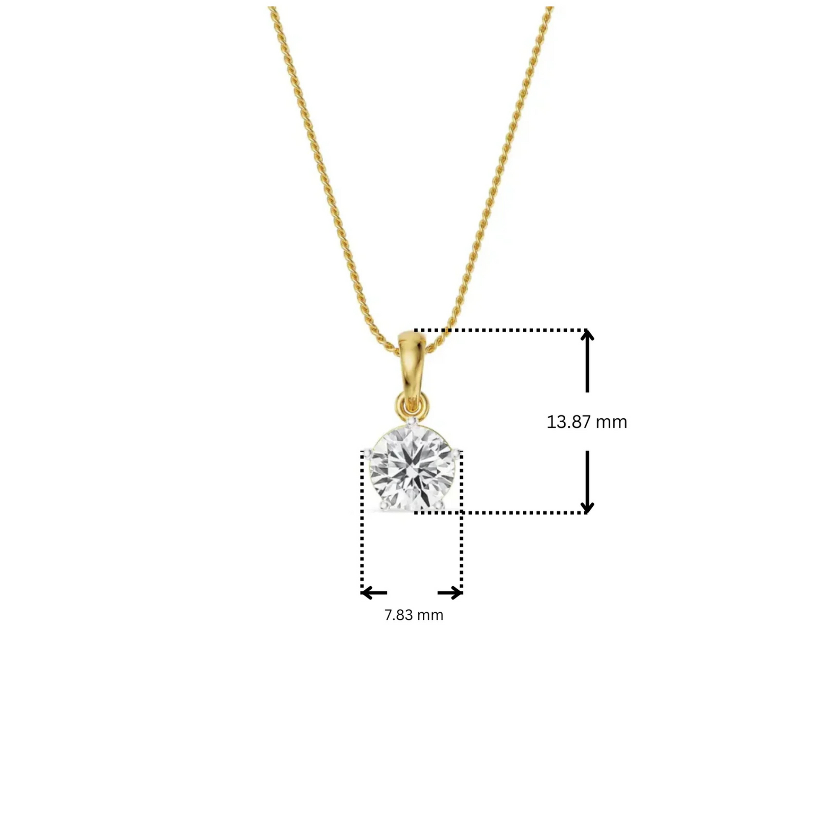 Dimension Guide for 1 CT Round Diamond Pendant
