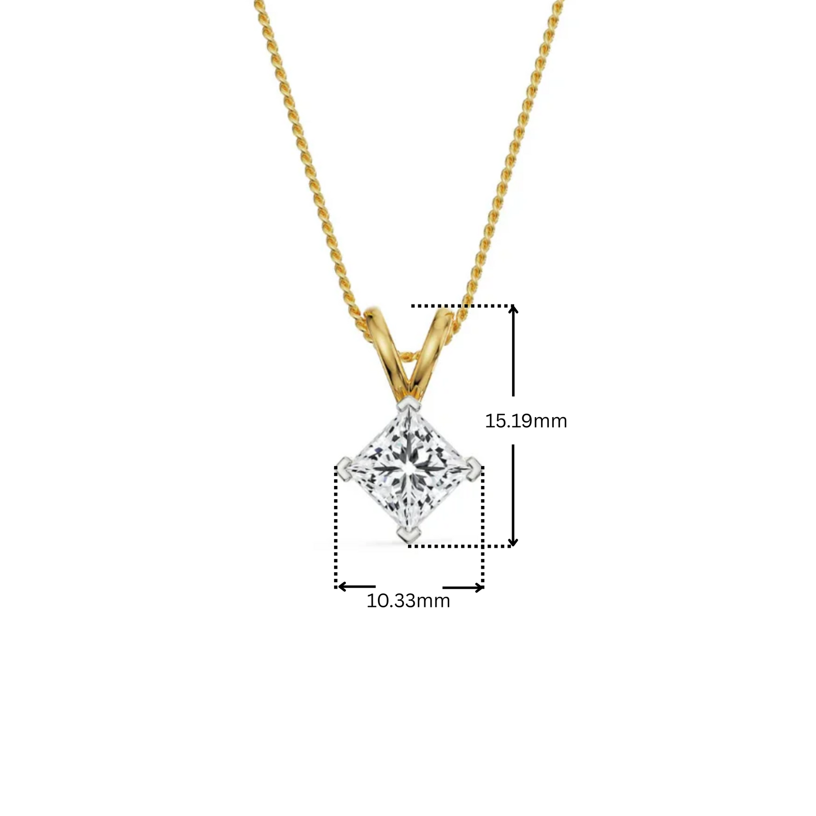 1.5 CT Princess Lab Grown Diamond Pendant