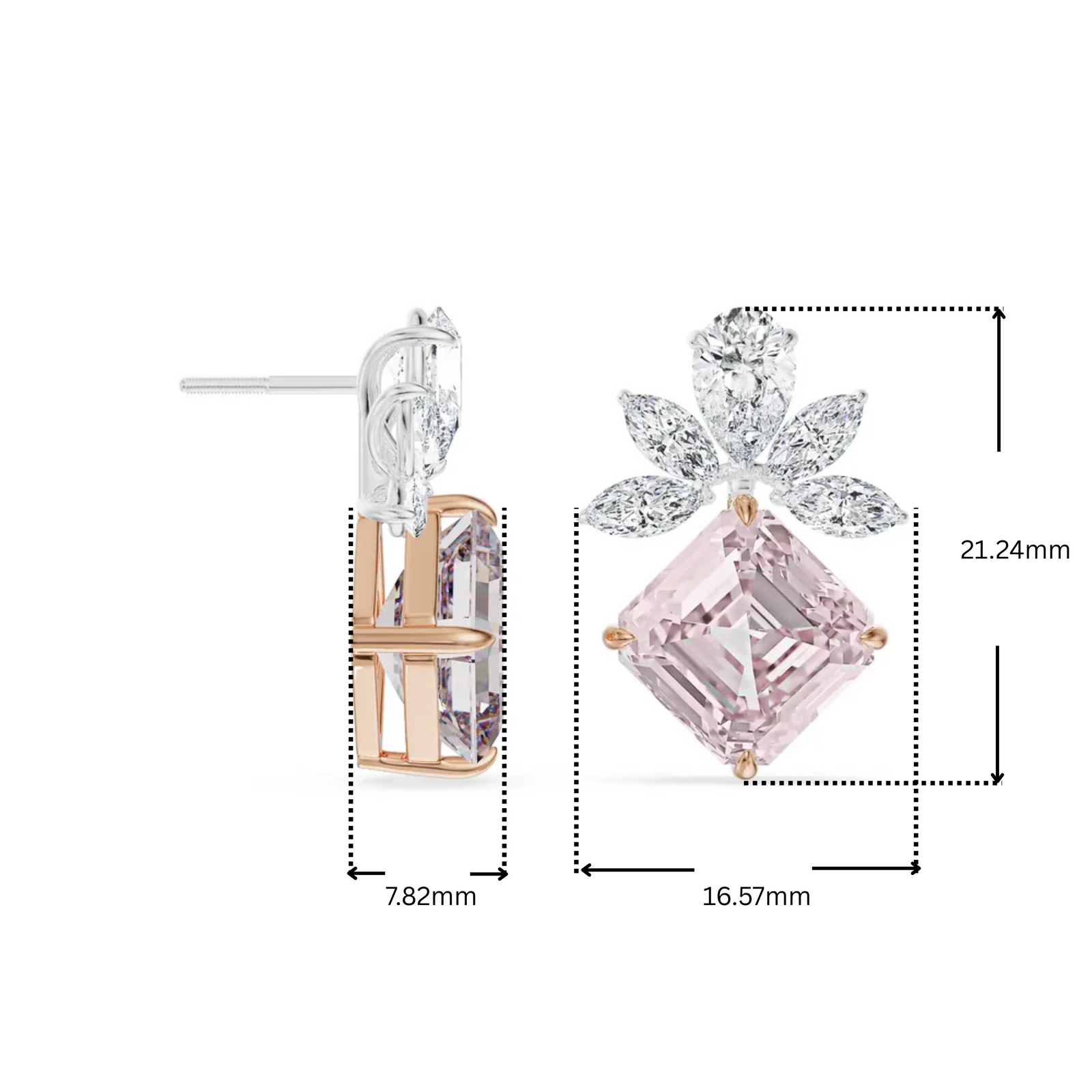 Floral Pink Lab Grown Diamond Earrings