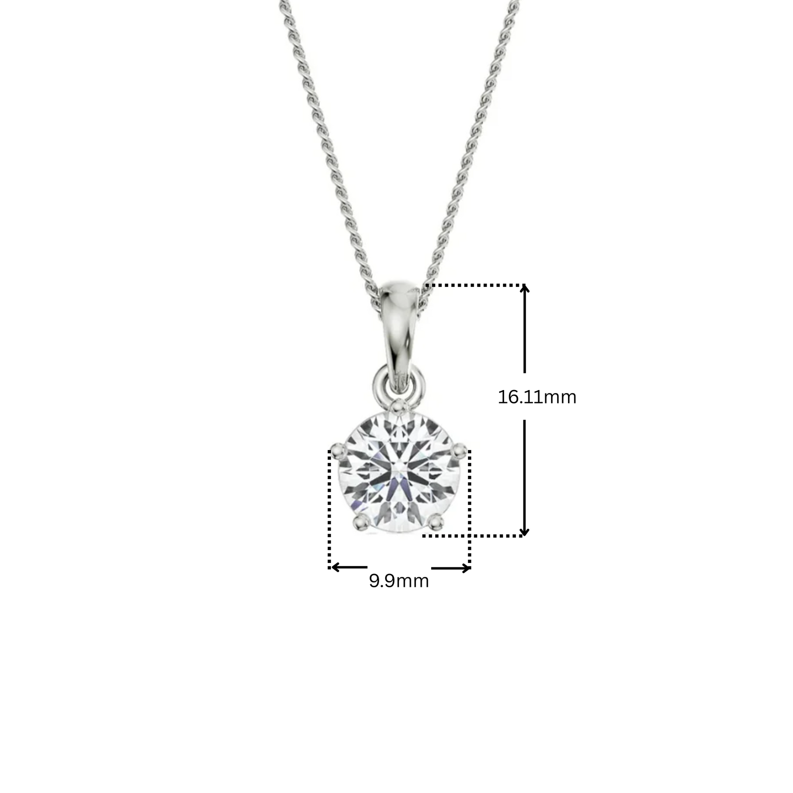 2 CT Bright Round Lab Grown Diamond Pendant