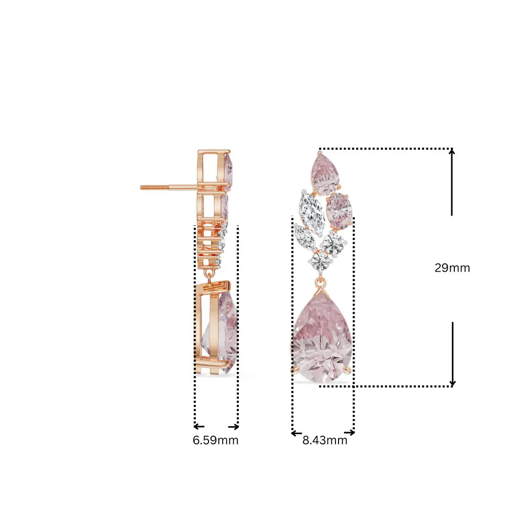 Pink Gemstone Lab Diamond Drop Earrings_in_stock