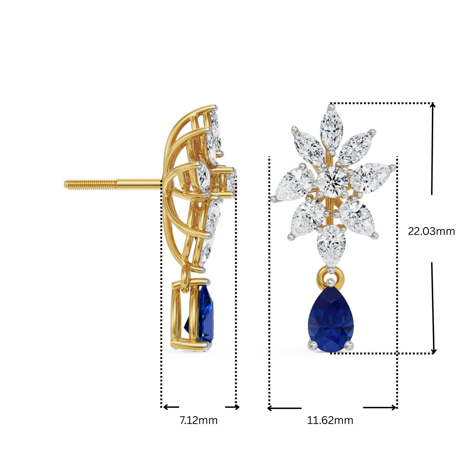 Beautiful Blue Lab Grown Diamond Earrings