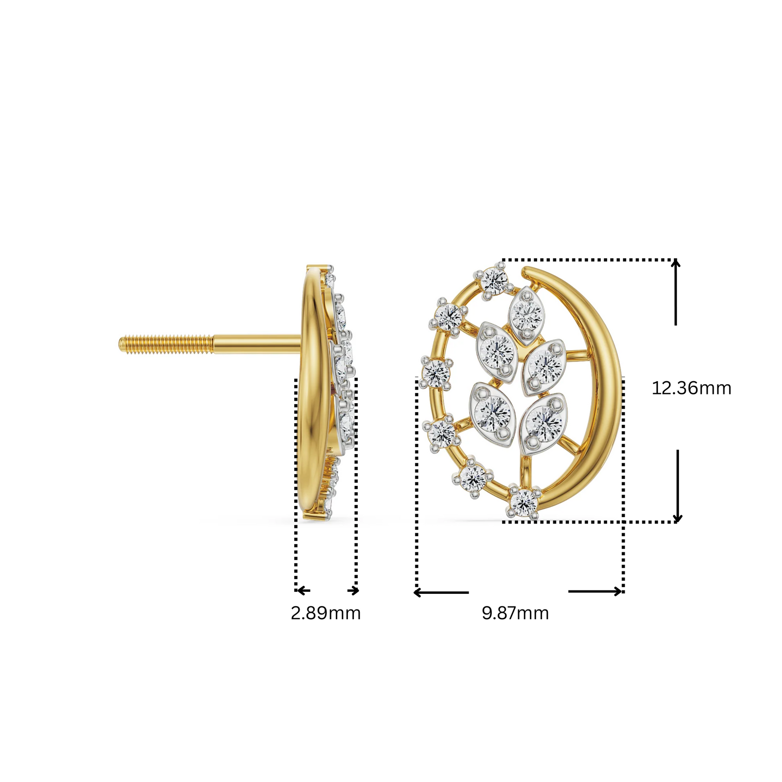Leafy Lab Grown Diamond Studs_in-stock