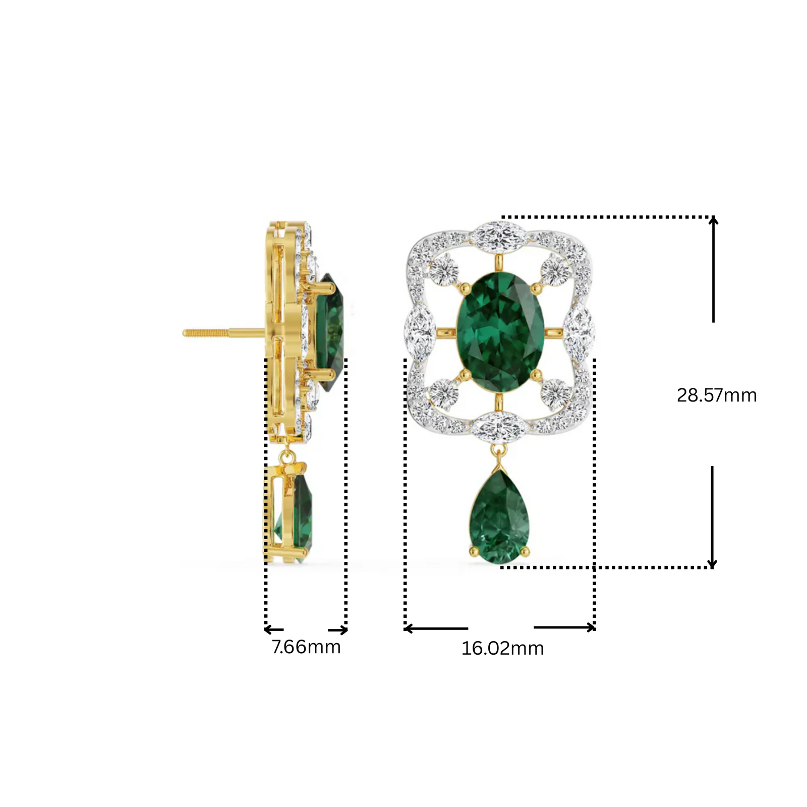 Romi Emerald Lab Grown Diamond Earrings_in_stock