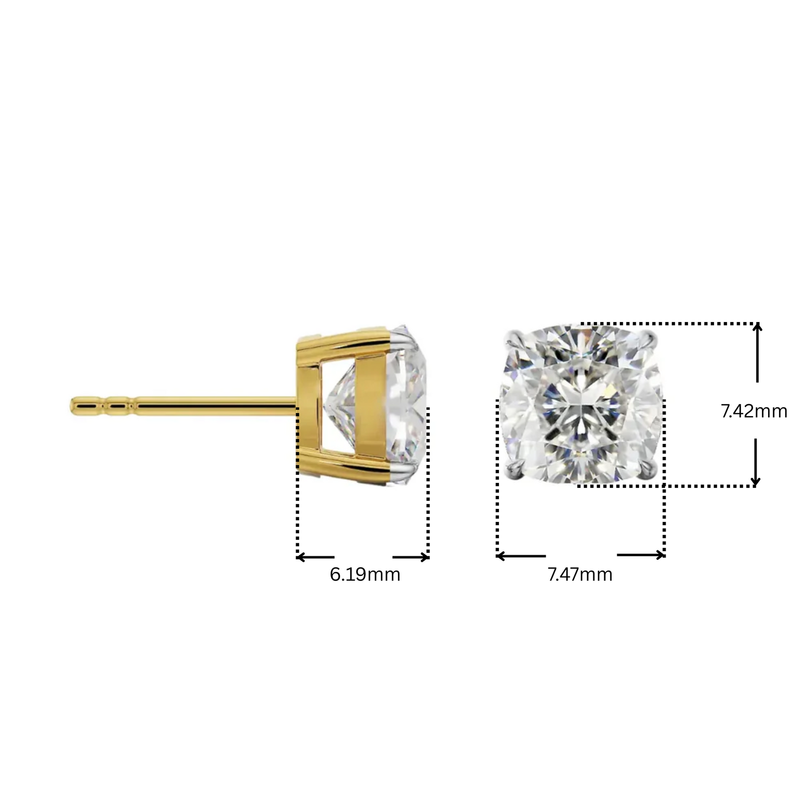 2 CT Cushion Diamond Studs