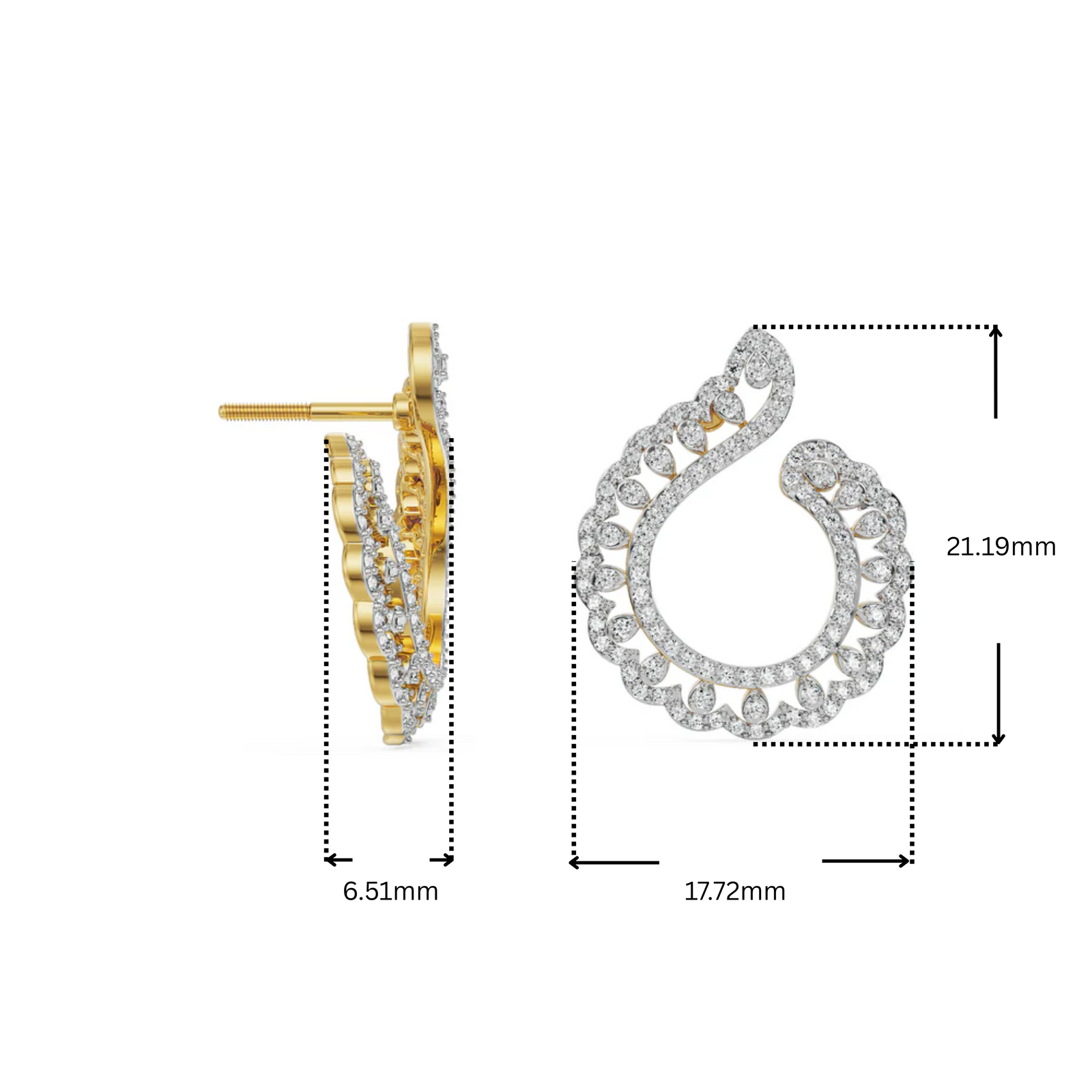 Feather Shaped Lab Grown Diamond Earrings