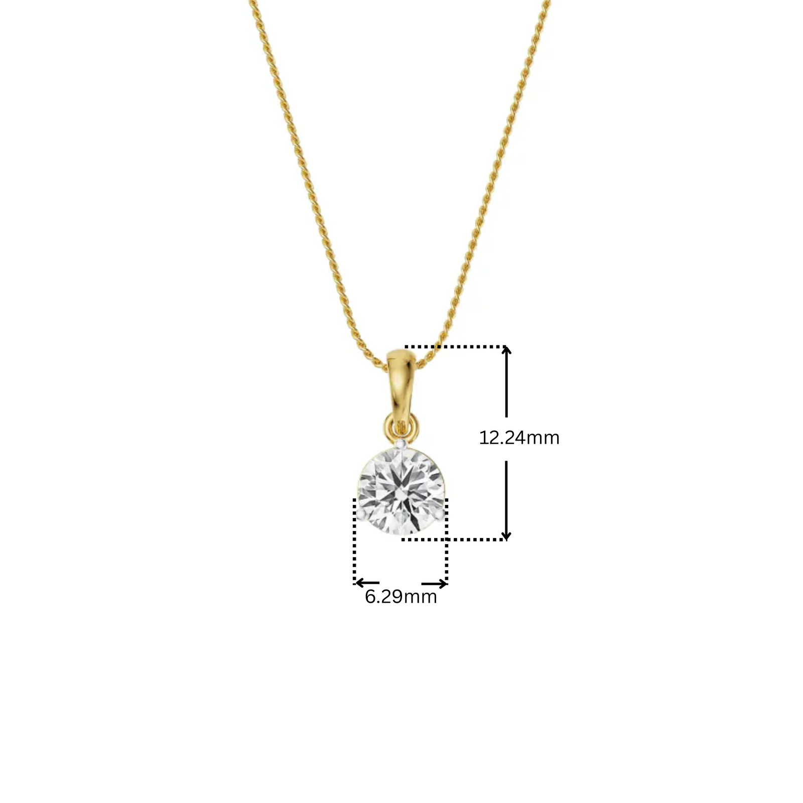 Three Prong 0.5 CT Lab Grown Diamond Pendant