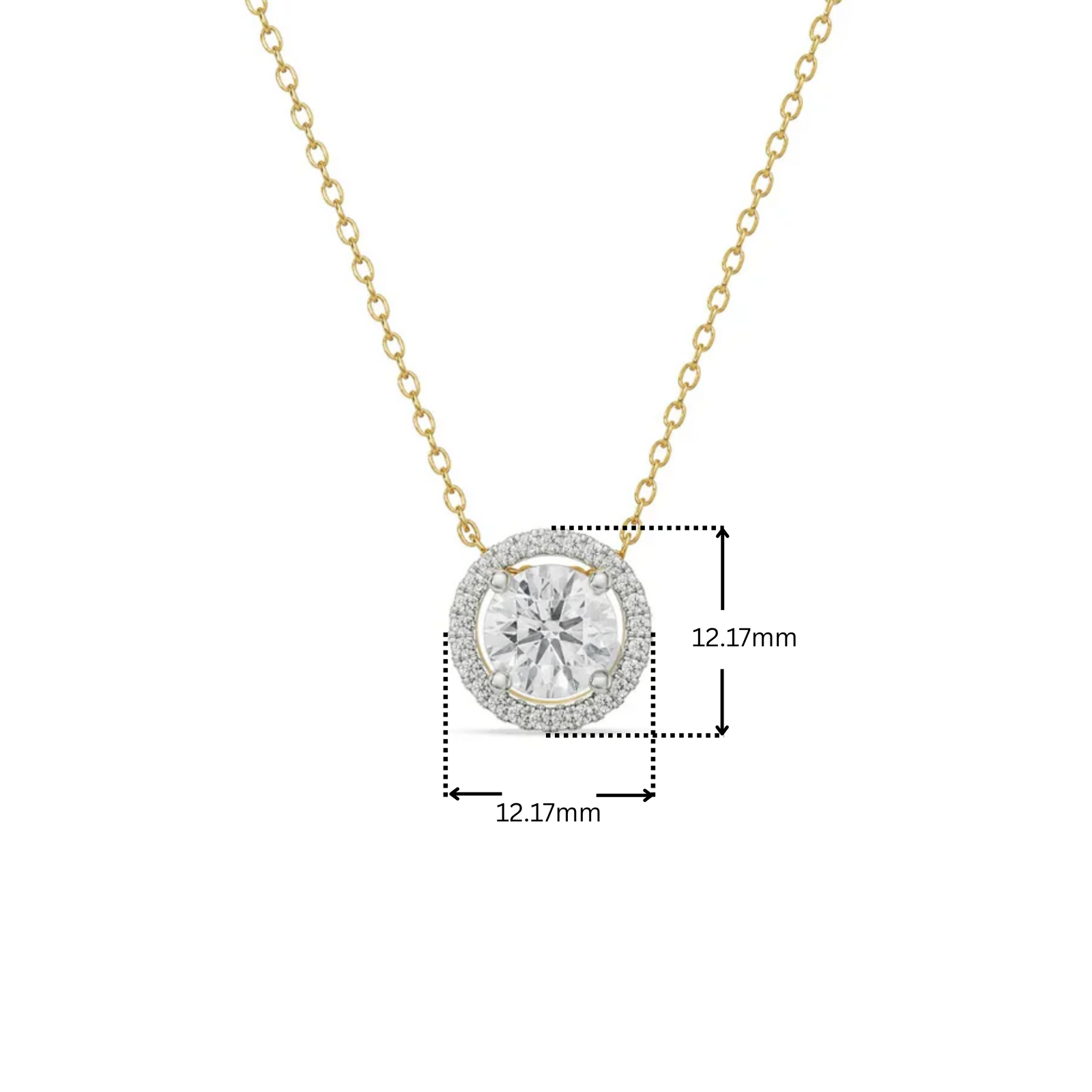 1.5 CT Round Halo Glistening Lab Diamond Pendant