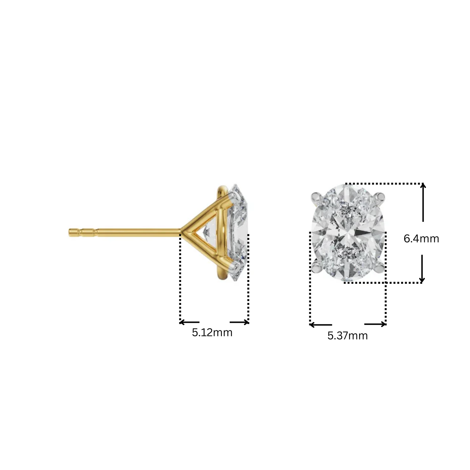 0.5 CT Oval Solitaire Lab Grown Diamond Studs