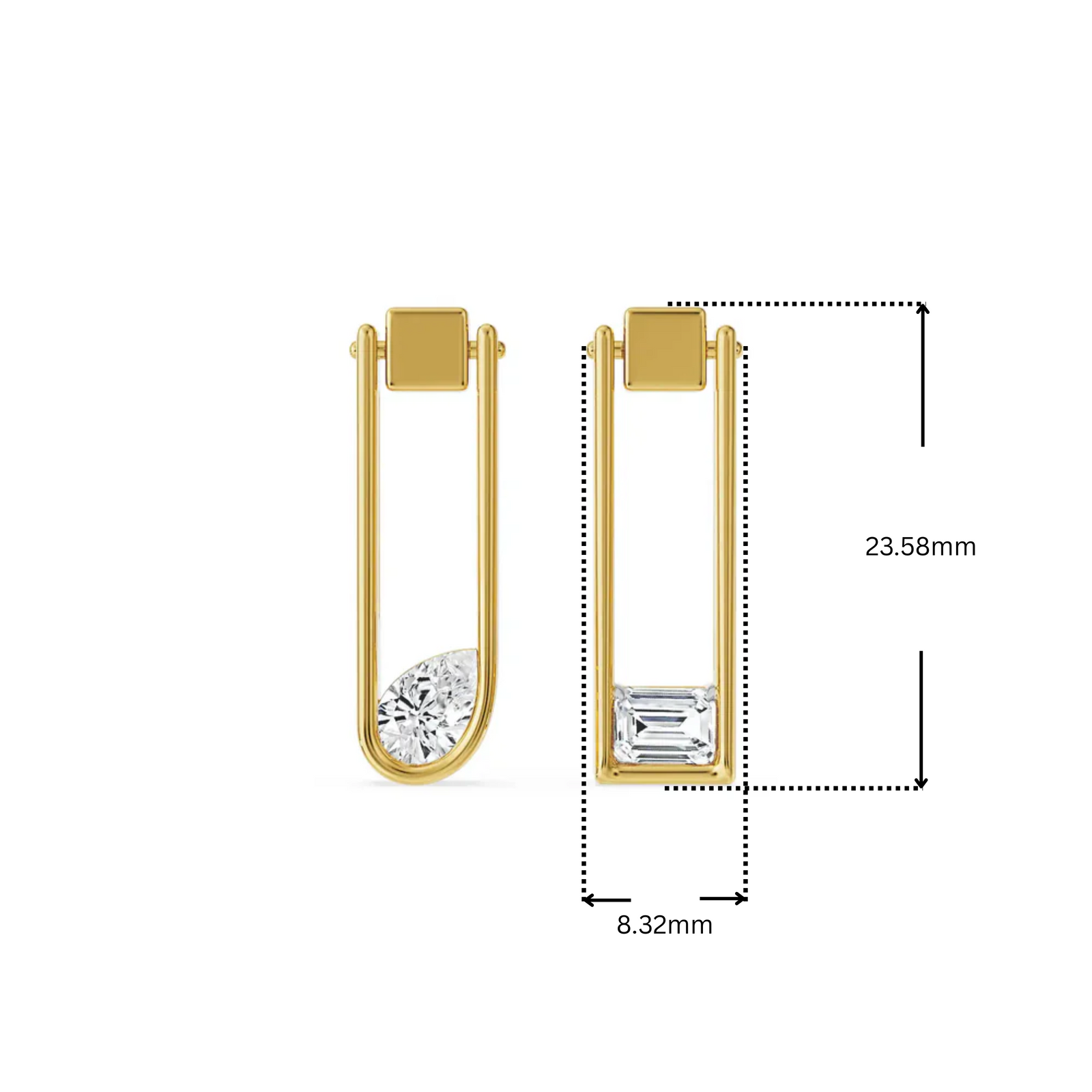 Pear Emerald Clip Lab Grown Diamond Earrings_in_stock