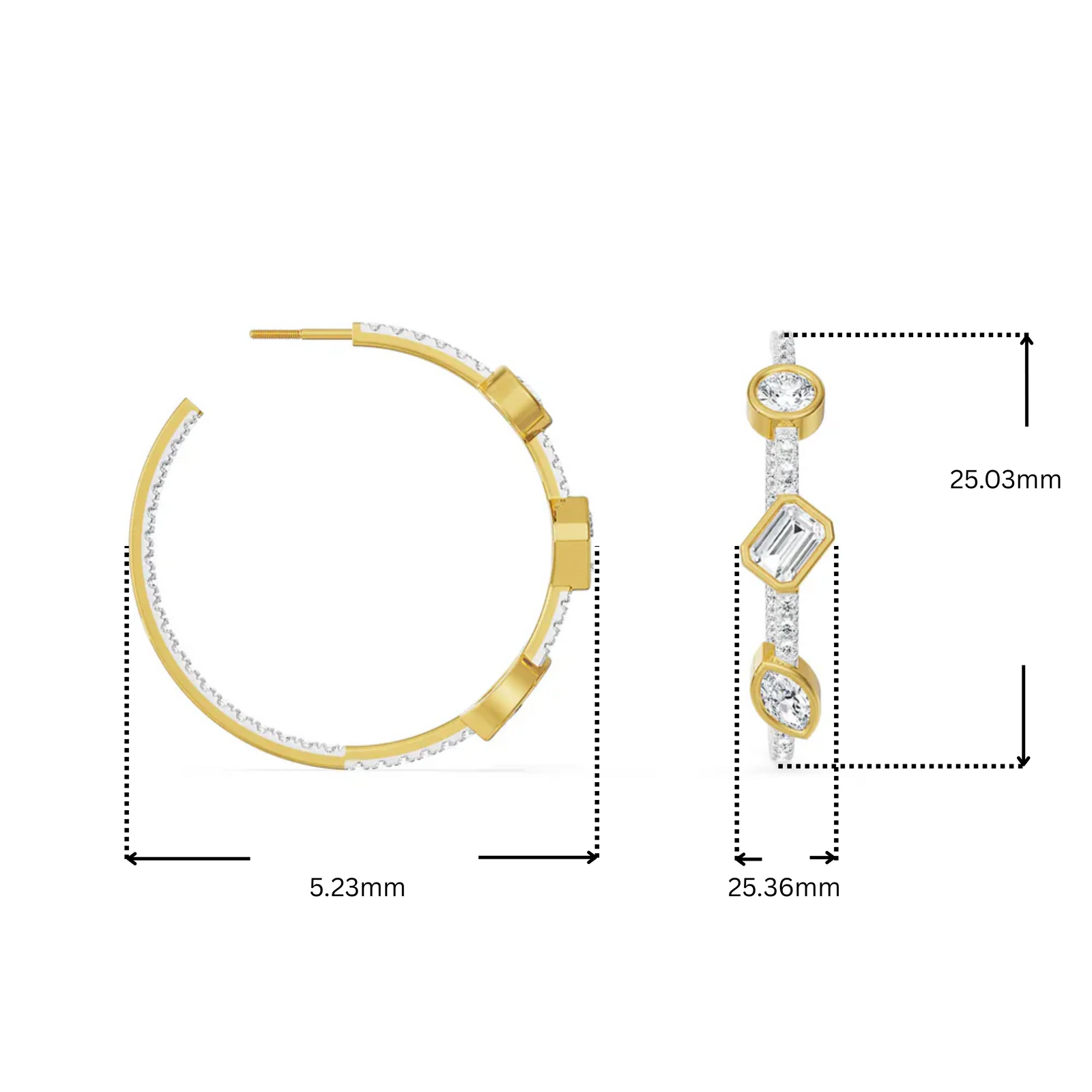 Trio Stone Lab Grown Diamond Hoops