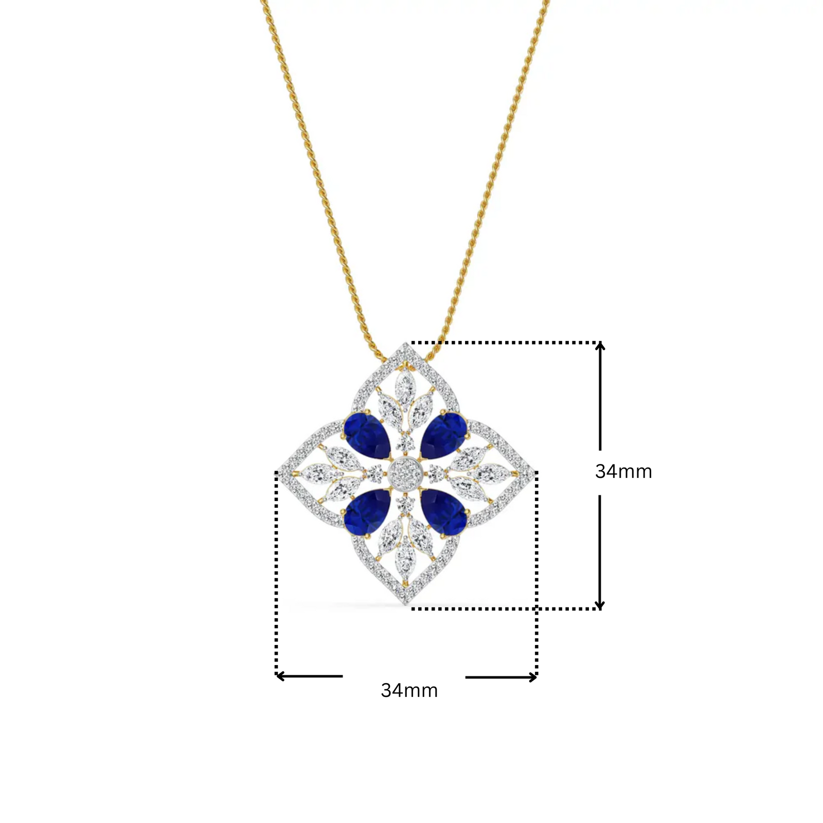 Blue Sapphire Lab Diamond Glamour Pendant_in_stock