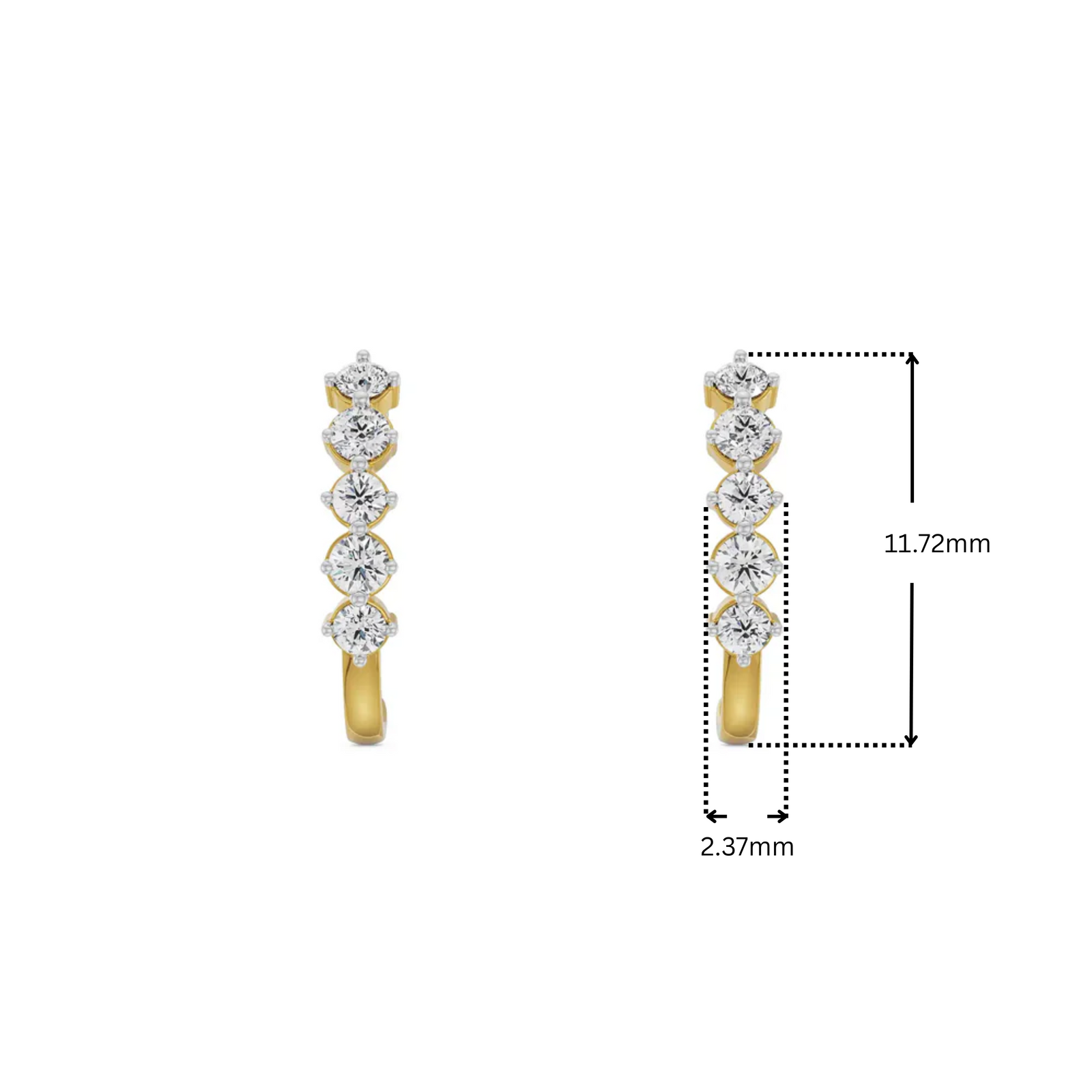 Round Lab Grown Diamond Quintet Earrings